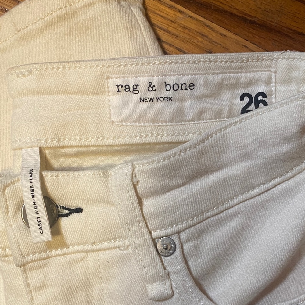 Rag & Bone Casey High Rise Ankle Flare Jeans Womens 26 Cream - Picture 6 of 8